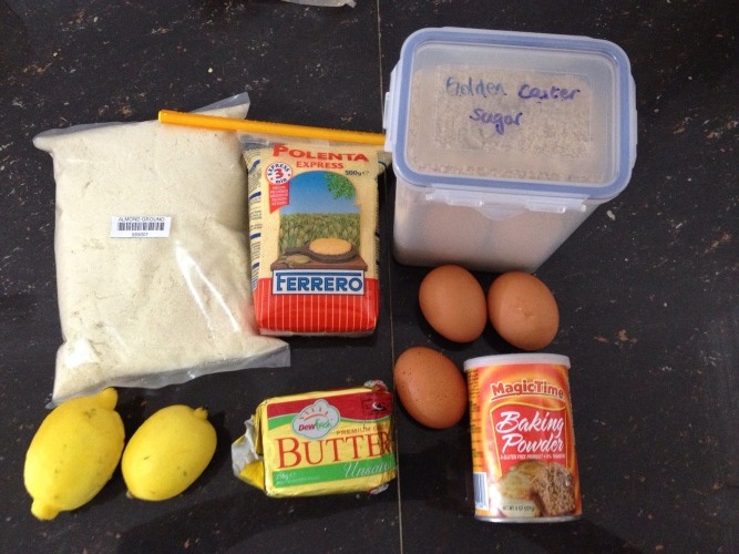 ingredients for lemon polenta cake