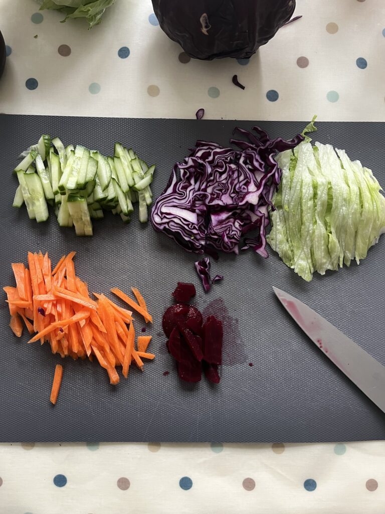 a variety of julienned vegetables